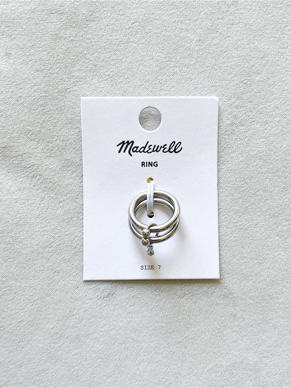 Madewell Silver Stacked Linked Ring with Tiny Charm - Size 7